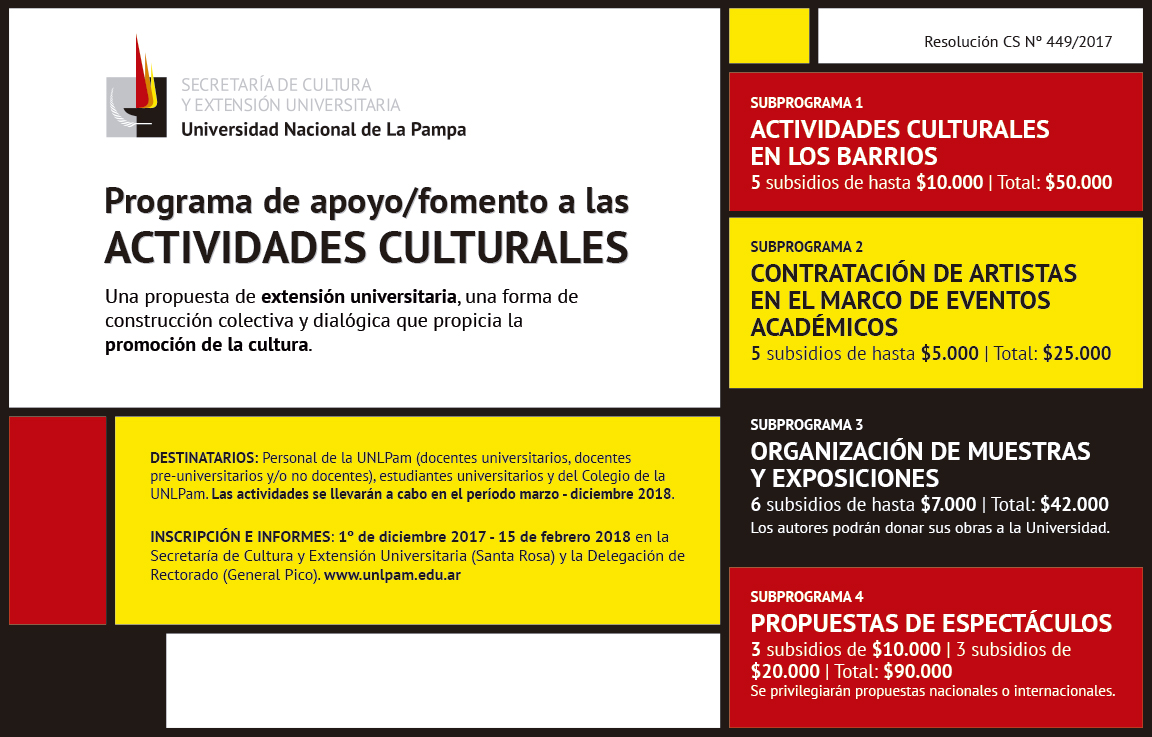 Programa de apoyo y fomento a actividades culturales de la UNLPam 2017