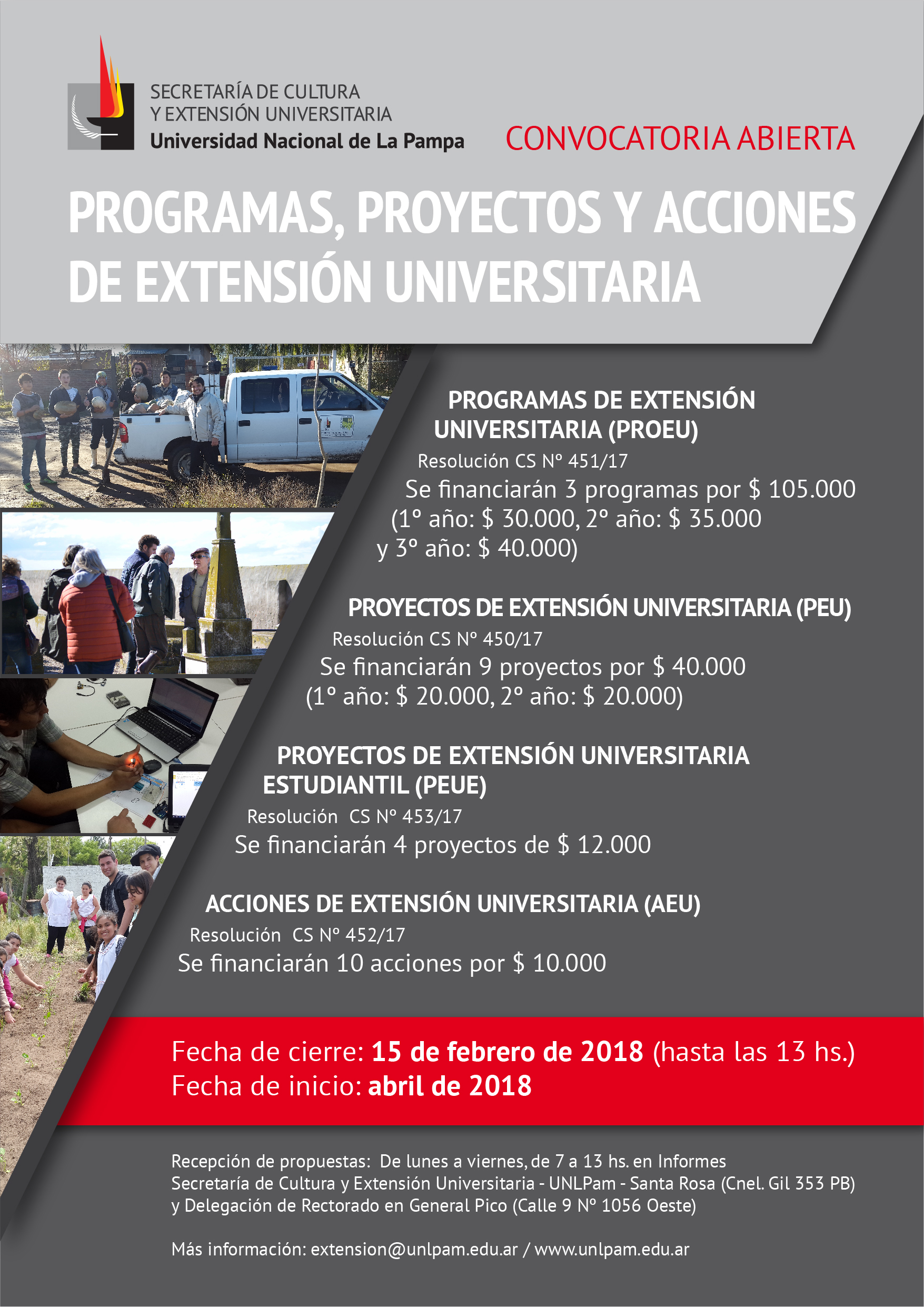 Convocatoria 2017 para la presentación de Programas, Proyectos y Acciones de Extensión Universitaria