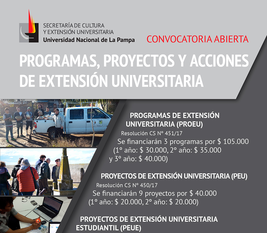 Convocatoria 2017 para la presentación de Programas, Proyectos y Acciones de Extensión Universitaria