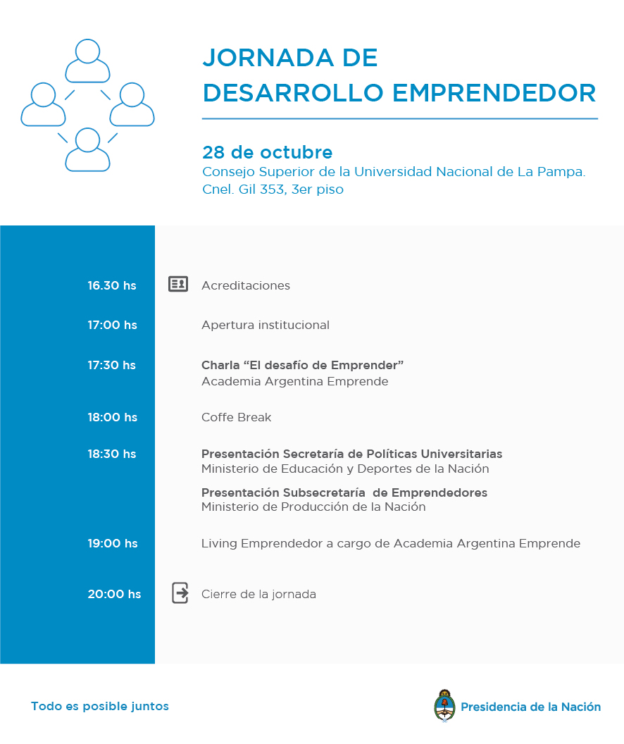 Cronograma Jornada de Desarrollo Emprendedor UNLPam